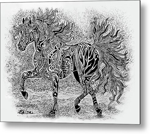 Horses Metal Print featuring the drawing Frilly Filly by Yvonne Blasy