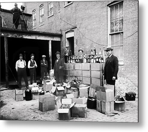 Old Metal Print featuring the photograph G-Men Seize Liquor Cache 1922 During Prohibition by Doc Braham
