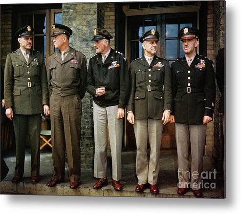 People Metal Print featuring the photograph Generals Standing At Ceremonies by Bettmann