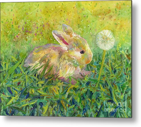 Rabbit Metal Print featuring the painting Gentle Wish by Hailey E Herrera