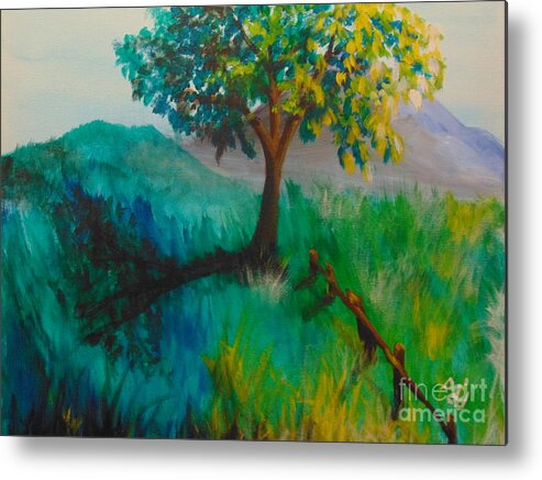 Green Metal Print featuring the painting Green Pastures by Saundra Johnson