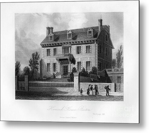 Engraving Metal Print featuring the drawing Hancock House, Boston, Massachusetts by Print Collector