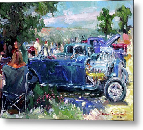 Antique Car Metal Print featuring the painting Headers by Richard Wallich