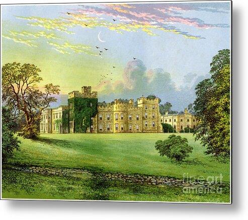 Engraving Metal Print featuring the drawing Hornby Castle, Yorkshire, Home by Print Collector