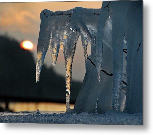 Sunset Metal Print featuring the photograph Ice Shapes at Sunset by David T Wilkinson