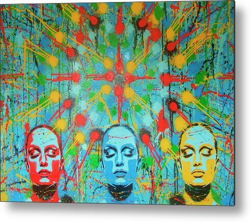 Kaleidoscope Metal Print featuring the mixed media Kaleidoscope Dreamers by Abstract Graffiti