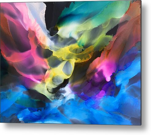 Abstract Metal Print featuring the painting Kaleidoscope Skies by Bonny Butler