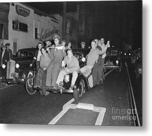 People Metal Print featuring the photograph La Police Searching For Zoot Suit Gangs by Bettmann