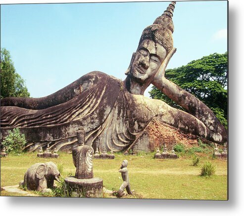 Grass Metal Print featuring the photograph Laos Buddha Garden by (c)paolodelpapa
