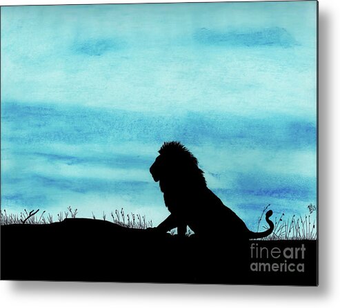 Lion Metal Print featuring the drawing Leo At Sunset by D Hackett