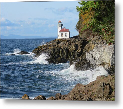 Lighthouse Metal Print featuring the photograph Lime Kiln Lighthouse - San Juan Island by Marie Jamieson