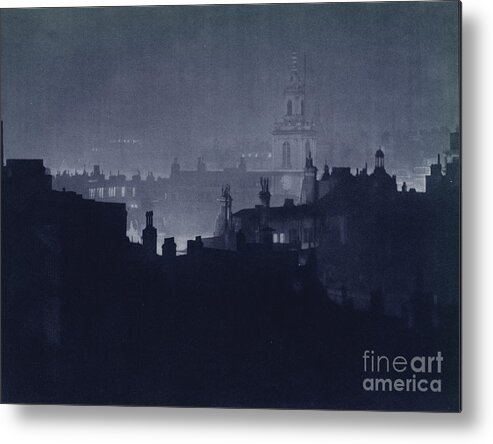 London Metal Print featuring the photograph London At Night, St Botolphs Church, City by Harold Burdekin