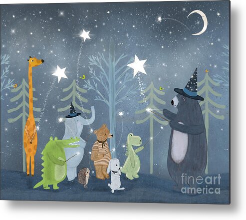 Children's Metal Print featuring the painting Magic Stars by Bri Buckley