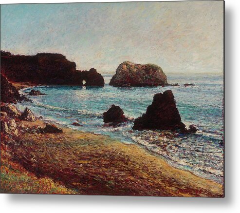 Seascape Metal Print featuring the painting Marin Beach Sunset by Tom Pittard