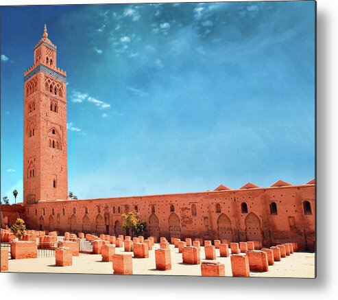 Shadow Metal Print featuring the photograph Marrakech, Koutoubia Mosque by Alberto Manuel Urosa Toledano