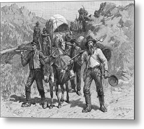 Miner Metal Print featuring the photograph Miners During The California Gold Rush by Kean Collection