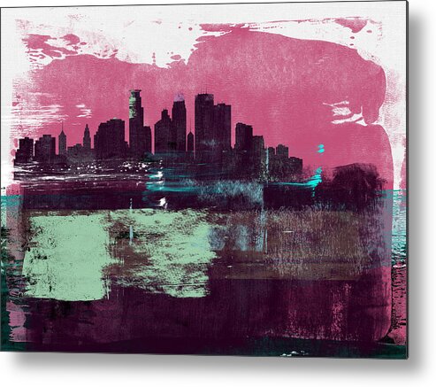 Minneapolis Metal Print featuring the mixed media Minneapolis Abstract Skyline I by Naxart Studio