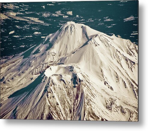 Tranquility Metal Print featuring the photograph Mount Shasta Crater From The Air by Www.bazpics.com