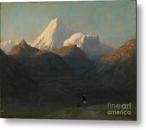 Oil Painting Metal Print featuring the drawing Mountain Landscape, 1868. Artist by Heritage Images