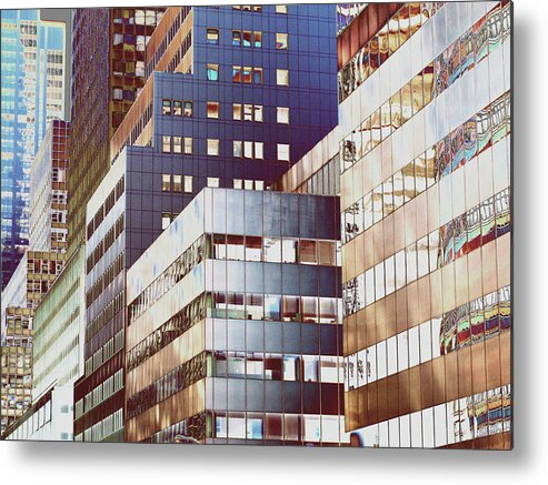 Corporate Business Metal Print featuring the digital art New York City Office Buildings, Abstract by Peter Neumann