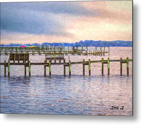 Outerbanks Metal Print featuring the photograph O B X Piers by Bearj B Photo Art