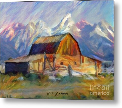 Old Metal Print featuring the painting Old Wyoming Barn by Chris Armytage