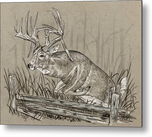 Deer Metal Print featuring the painting Over the Top by Mark Ray