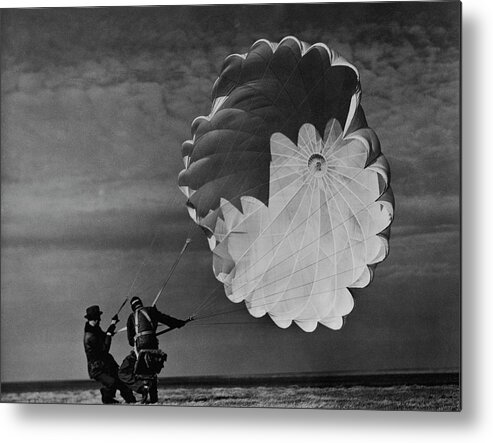 Skydiving Metal Print featuring the photograph Parachute Jumper by Margaret Bourke-White