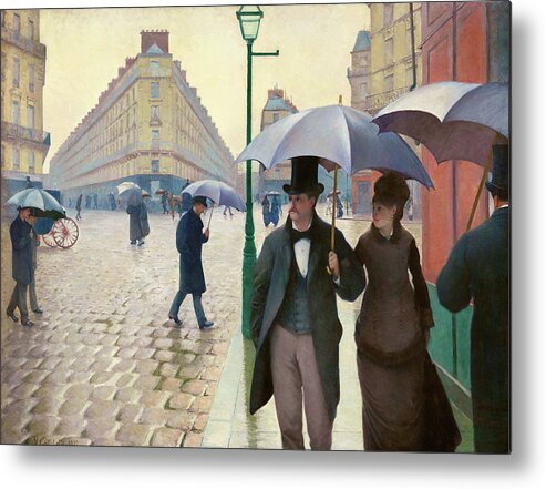 Gustave Metal Print featuring the painting Paris Street in Rainy Weather - Digital Remastered Edition by Gustave Caillebotte