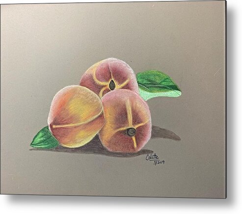 Fruit Metal Print featuring the drawing Peaches by Colette Lee