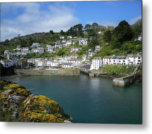 Polperro Metal Print featuring the photograph Polperro Harbour Cornwall by Richard Brookes
