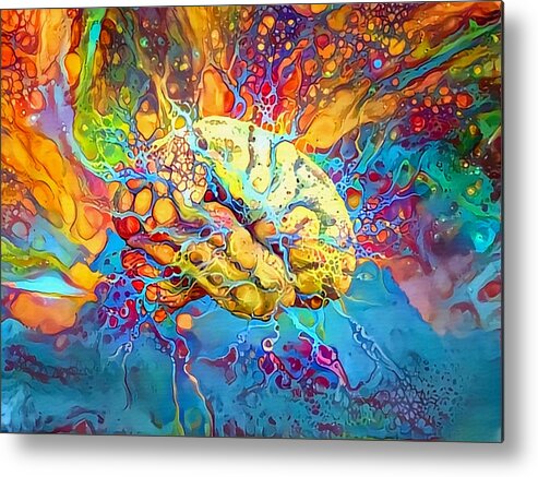 Abstract Metal Print featuring the digital art Psychedelic Brain by Bruce Rolff