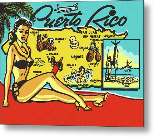Activity Metal Poster featuring the drawing Puerto Rico Travel Postcard by CSA Images