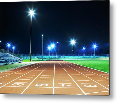 Performance Metal Print featuring the photograph Race Track At Night by Mike Harrington