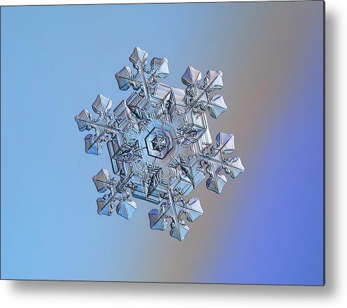 Snowflake Metal Print featuring the photograph Real snowflake - 05-Feb-2018 - 14 by Alexey Kljatov
