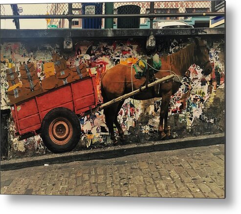 Mural Metal Print featuring the photograph Realistic Horse and Cart Mural by Jerry Abbott