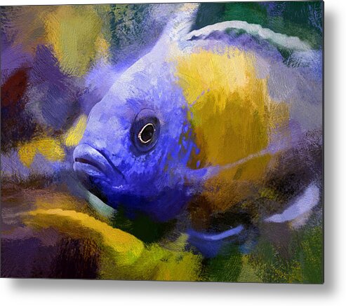 African Cichlid Metal Print featuring the digital art Red Fin Borleyi Cichlid Artwork by Don Northup