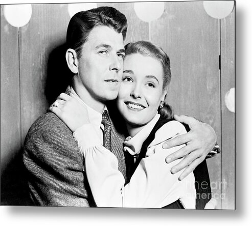 People Metal Print featuring the photograph Ronald Reagan With Patricia Neal by Bettmann