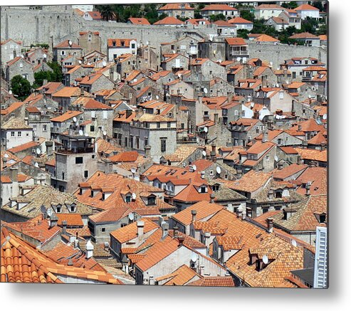 Old Town Metal Print featuring the photograph Rooftops Of Dubrovnik Old City by Wellsie82