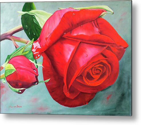 Rose Otto Metal Print featuring the painting Rose Otto by Lily Van Bienen