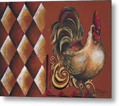 Rules Metal Print featuring the painting Rules The Roosters II by Tiffany Hakimipour