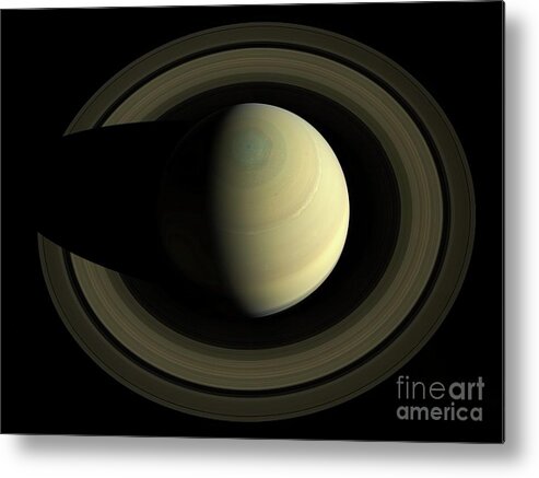 Saturn Metal Print featuring the photograph Saturn's North Pole And Rings by Nasa/jpl-caltech/ssi/cornell/science Photo Library
