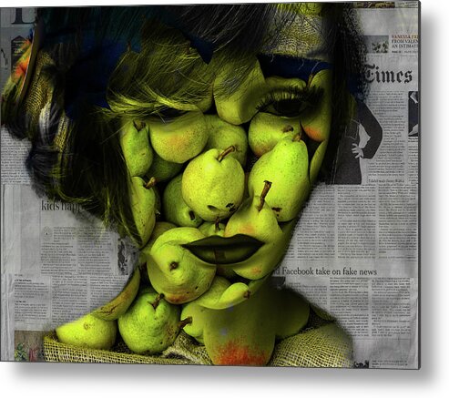 Woman Metal Print featuring the digital art Say it with pears by Gabi Hampe
