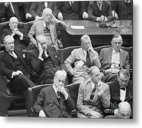 Event Metal Print featuring the photograph Senators Listening To President by Bettmann