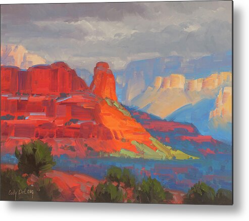 Sedona Metal Print featuring the painting Shadows on the move Sedona by Cody DeLong