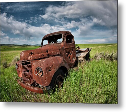Old Truck Metal Print featuring the photograph Shot up by Leland D Howard