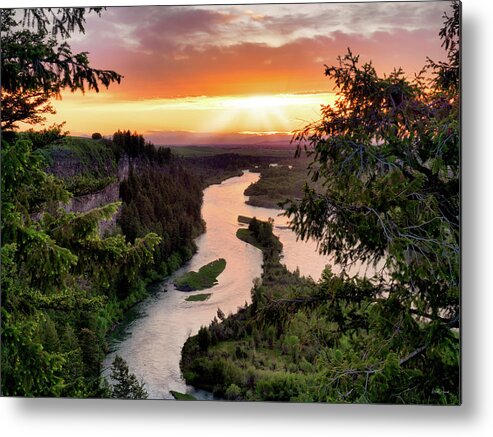 Idaho Scenics Metal Print featuring the photograph Snake River Sunset by Leland D Howard