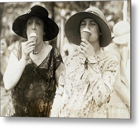People Metal Print featuring the photograph Society Women Eating Ice Cream Cones by Bettmann