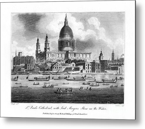 Engraving Metal Print featuring the drawing St Pauls Cathedral, With The Lord by Print Collector