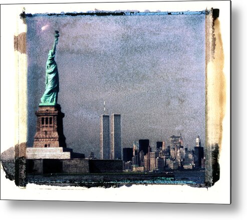 1988 Metal Print featuring the photograph Statue Of Liberty And Lower Manhattan by Lyle Leduc